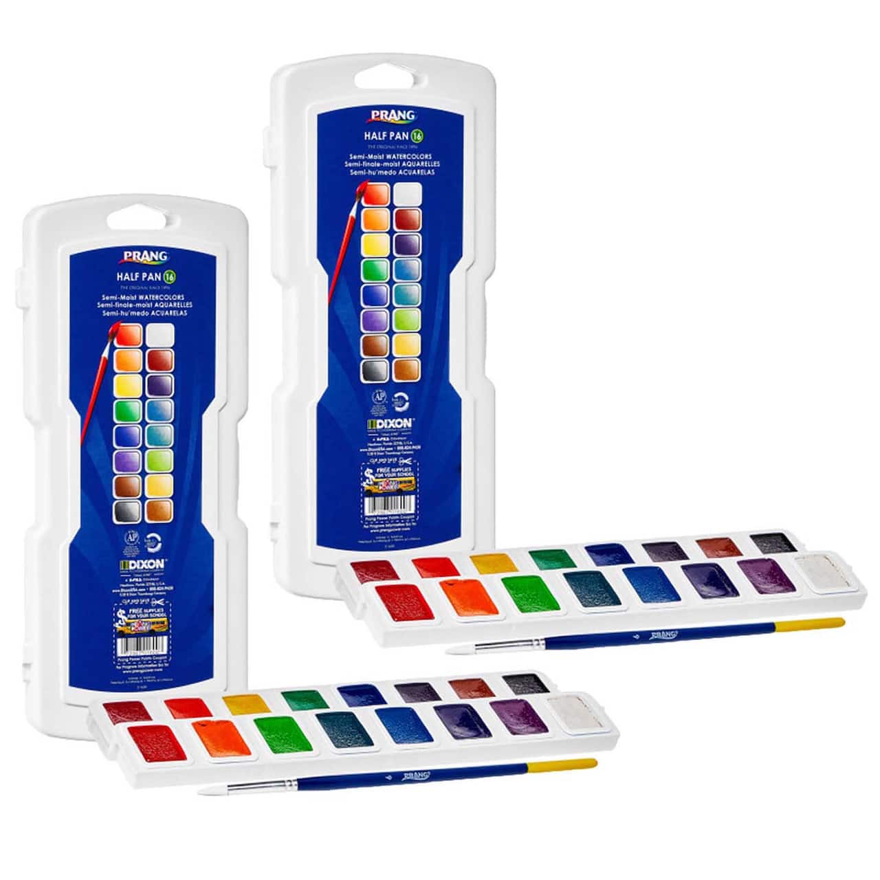 Prang® 16 Color Half Pan Watercolor Set with Brush, 2ct.